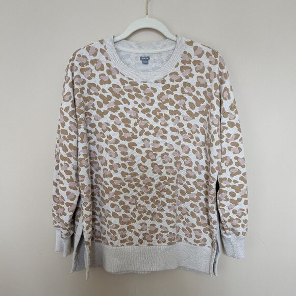 aerie Tops - Aerie leopard print long sleeve medium sweatshirt brown pink cream cottagecore